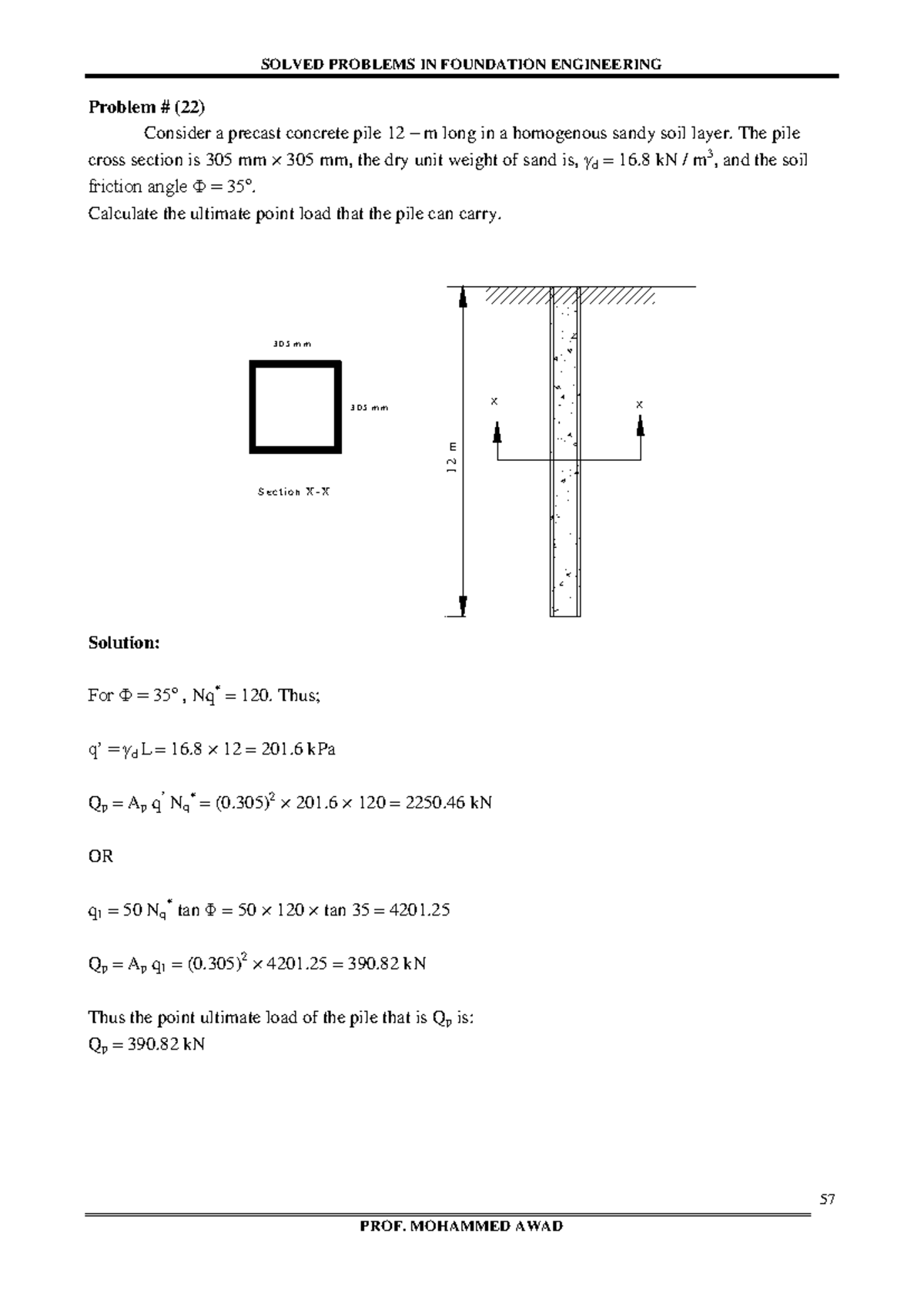 Soil Pile Analysis - Foundation Engineering Problem 1 Solutions - Studocu