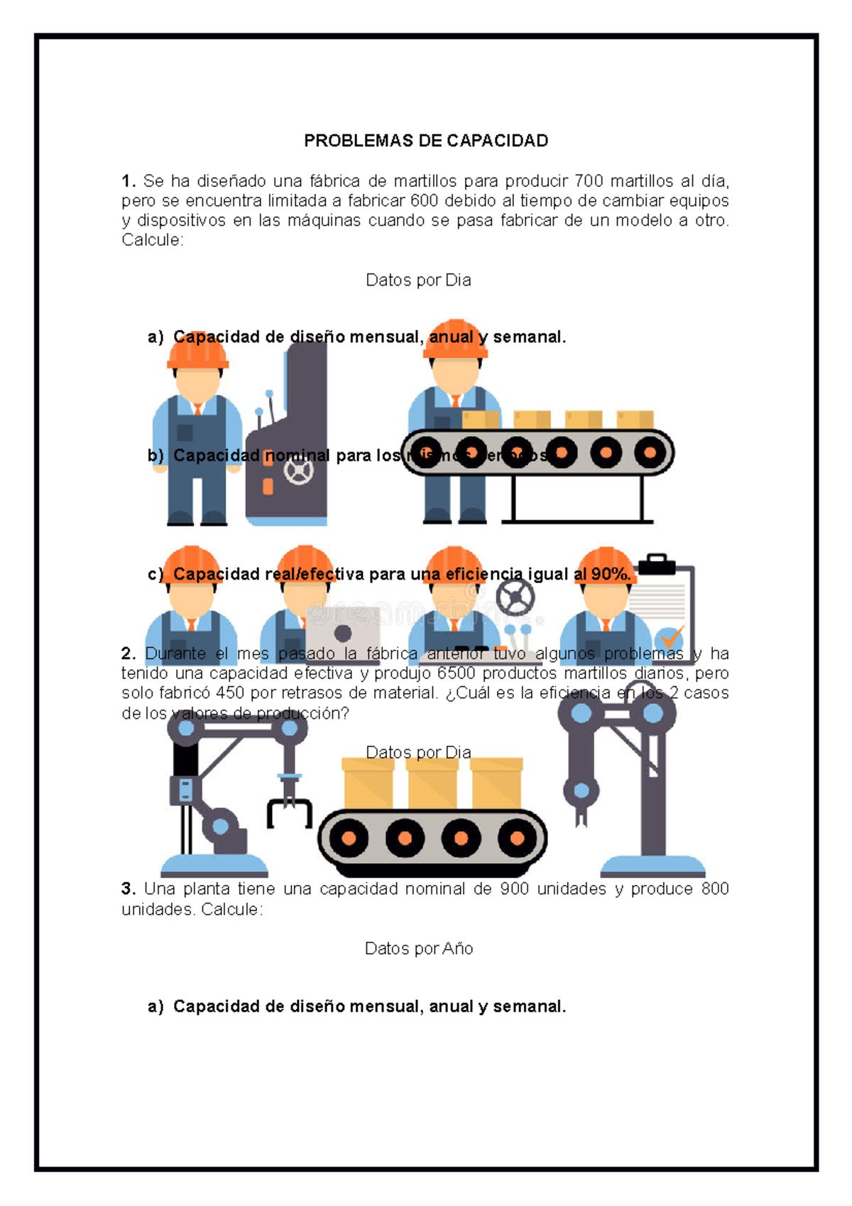 Problemas de Capacidad - Ejercicios y Cálculos de Eficiencia - Studocu