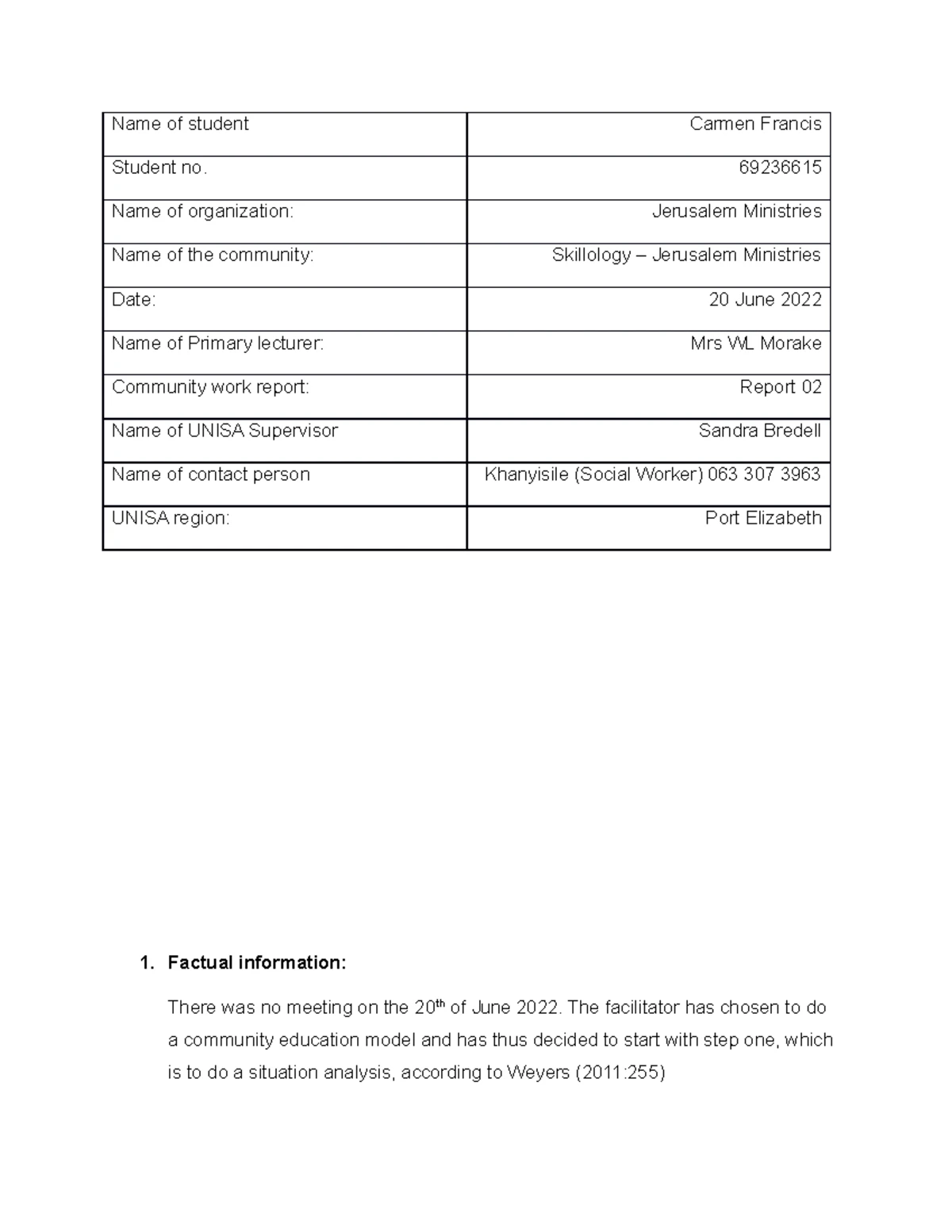 Template FOR THE Portfolio OF Evidence - ADDENDUM H: TEMPLATE FOR A ...