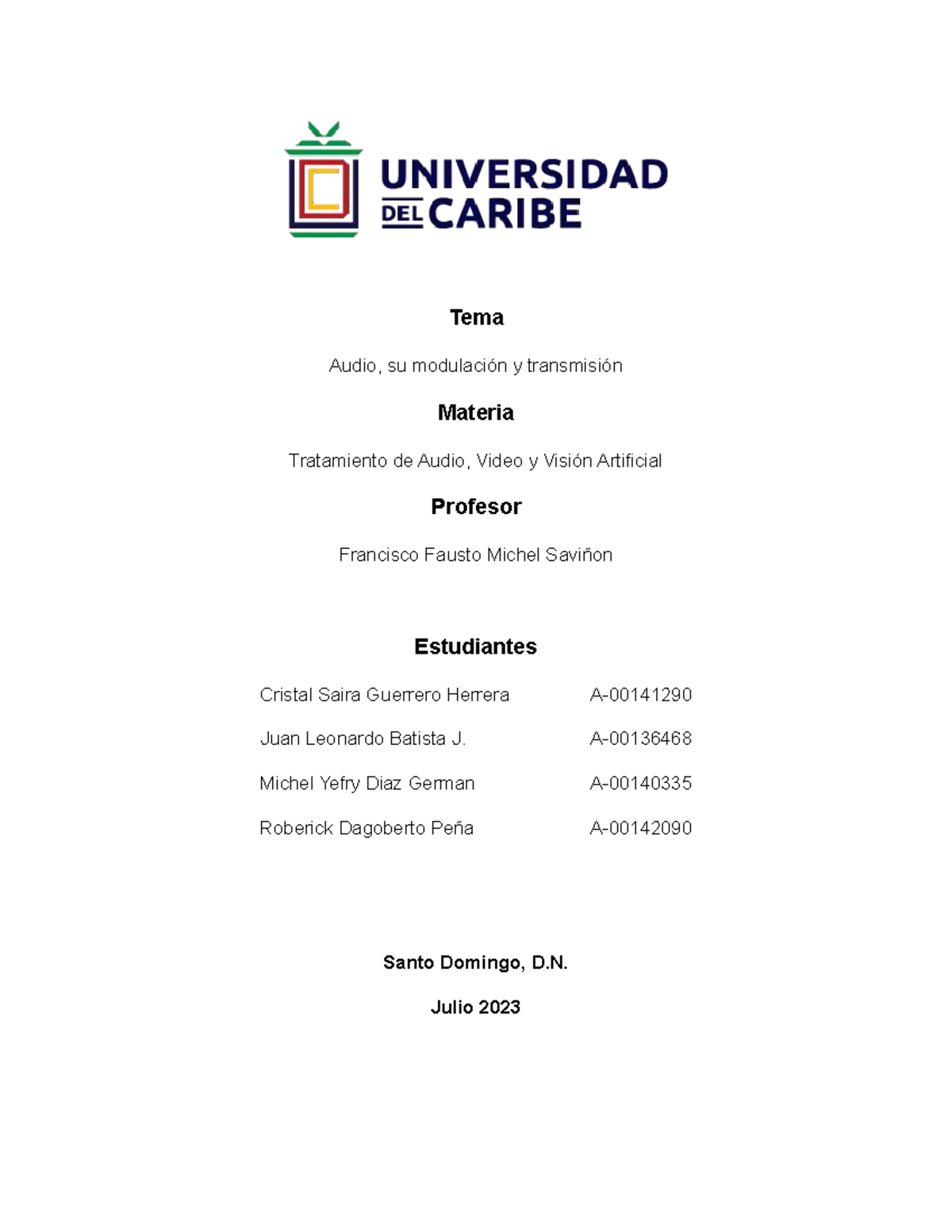 Tf audio su modulacion y transmision - Tema Audio, su modulación y ...