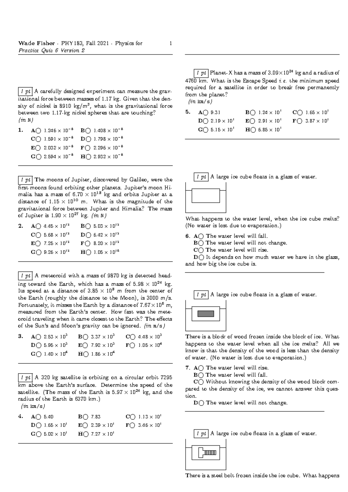 PHY 183 Practice Quiz 6 - Updated Version for Fall 2021 - Studocu