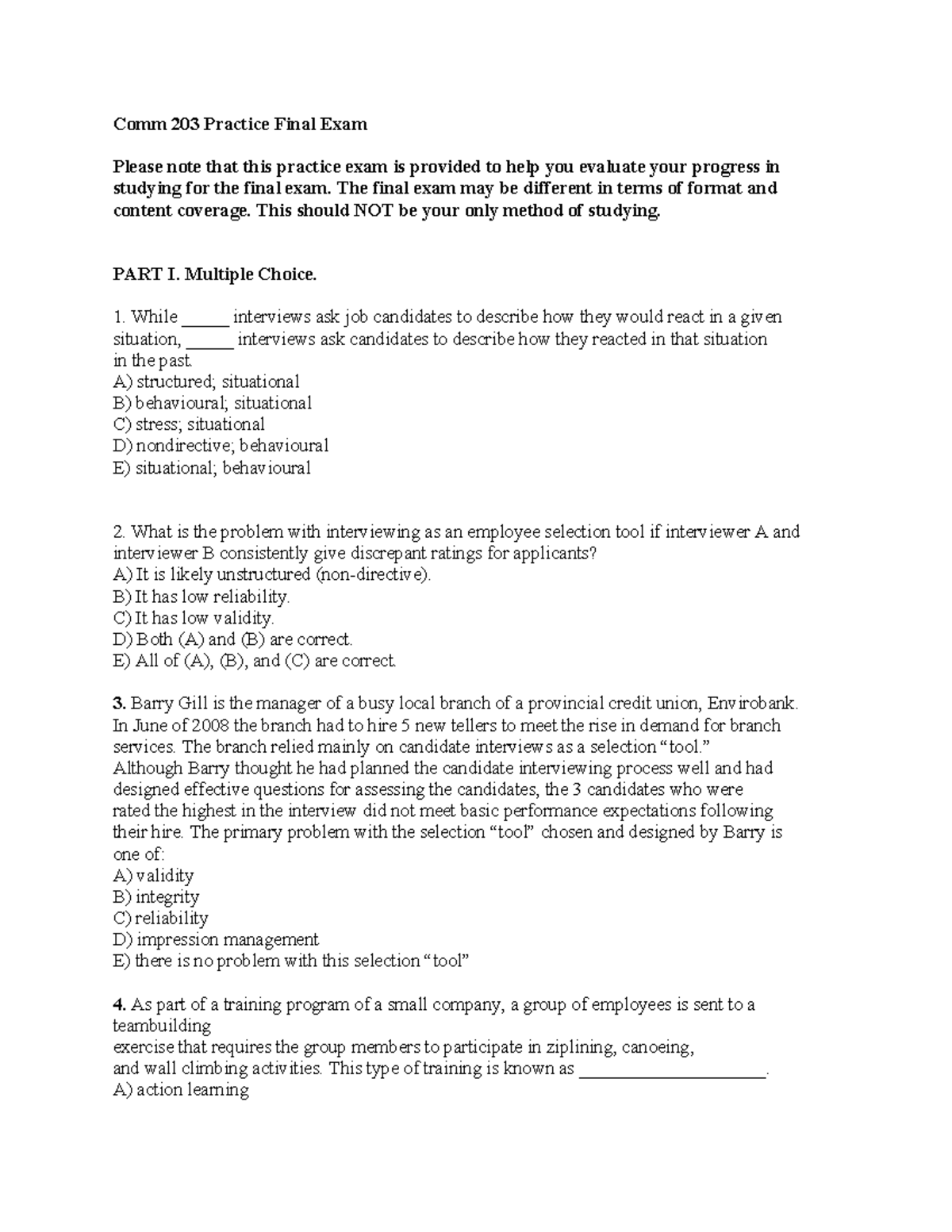 Comm 203 Practice Final Exam Review Questions and Answers - Studocu