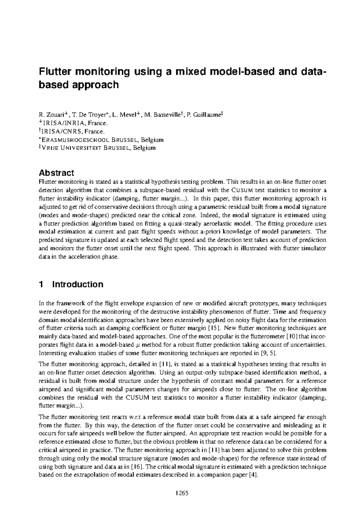 Flutter Speed Prediction Algorithm Using a Simplified Aeroelastic Model ...