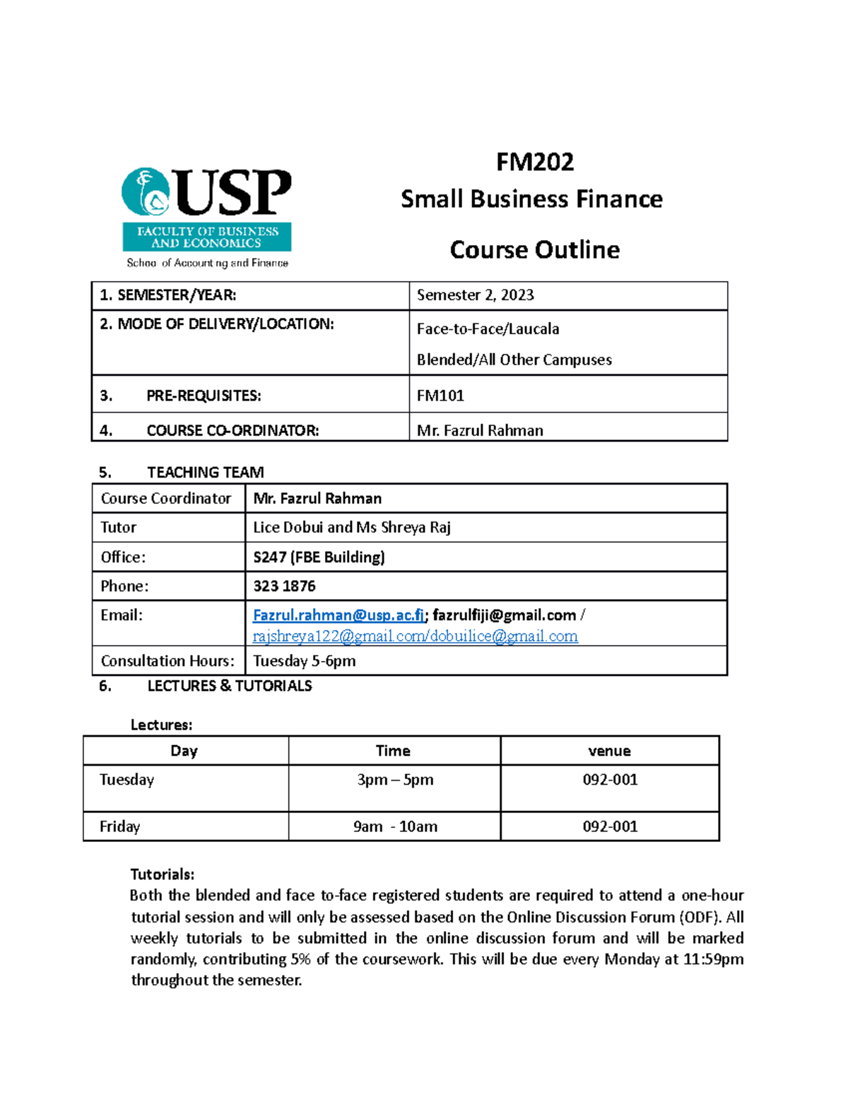 FM202 2023 - Small Business Finance Course Outline - Studocu