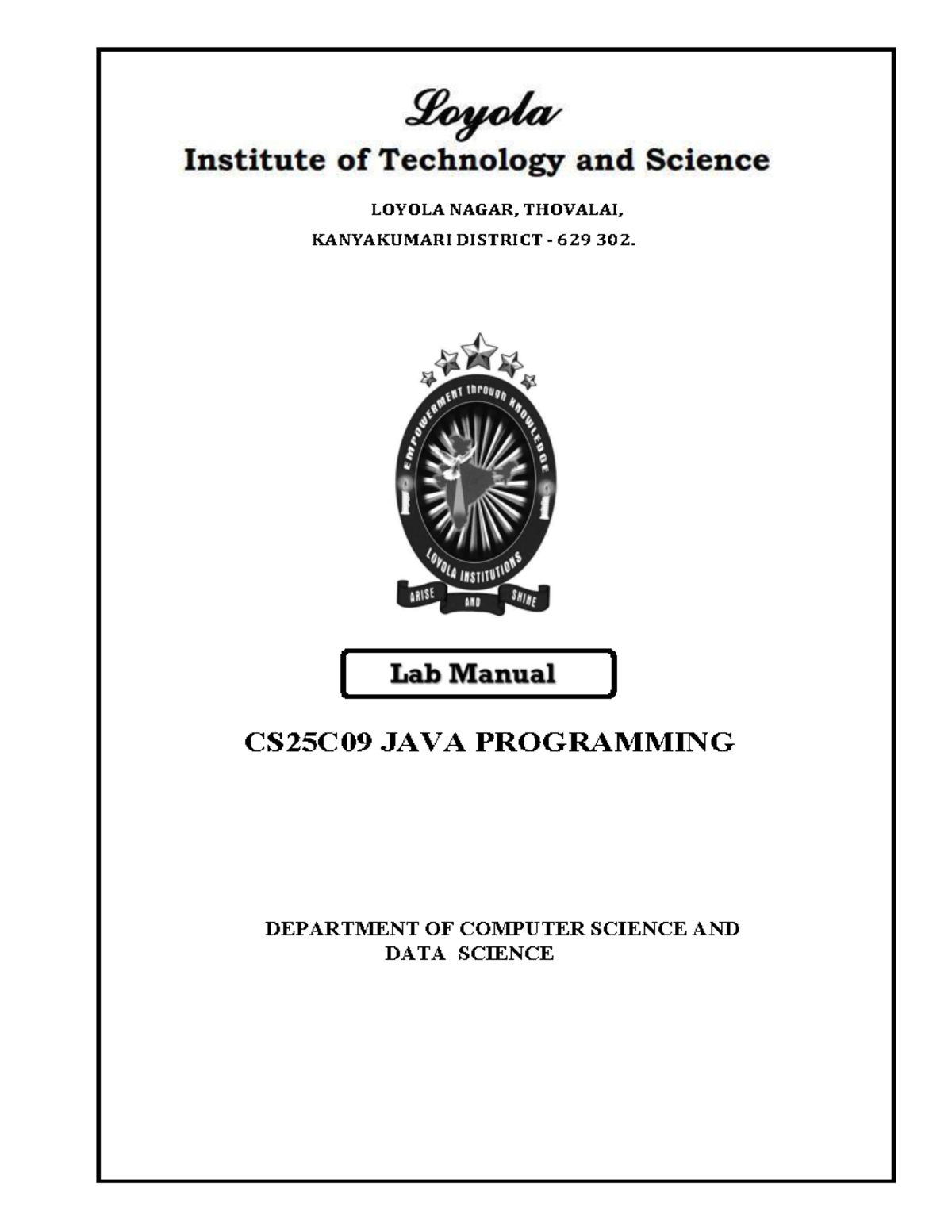 Lab Final - CS25C09 Java Programming Practical Record - Studocu