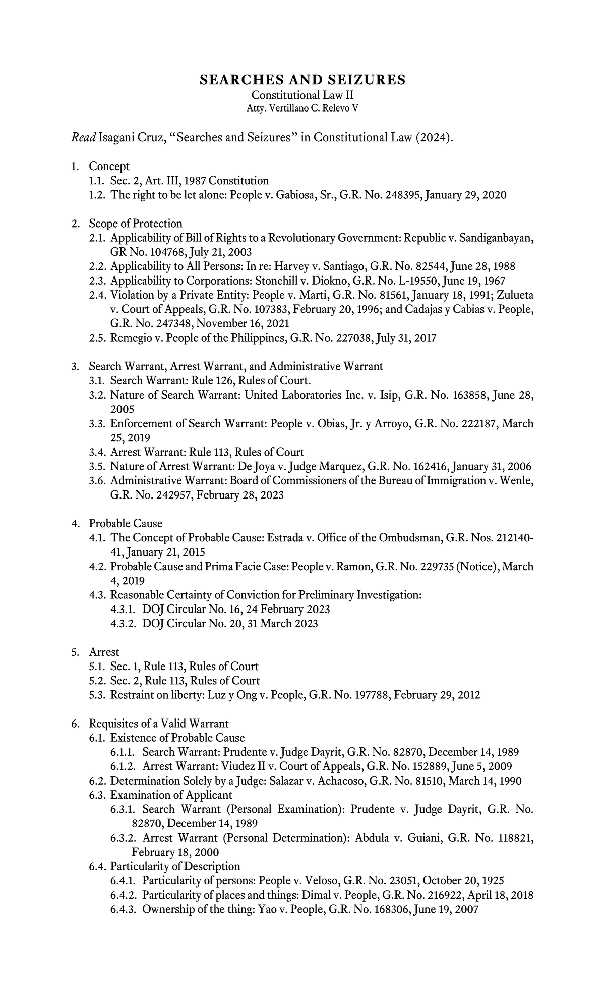 SEARCHES AND SEIZURES: Constitutional Law II Study Notes - Studocu