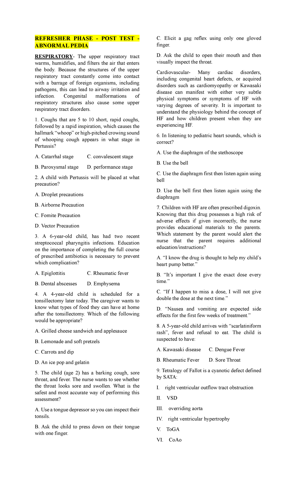 AB Pedia-PT - Lecture Notes on Abnormal Pediatric Conditions - Studocu