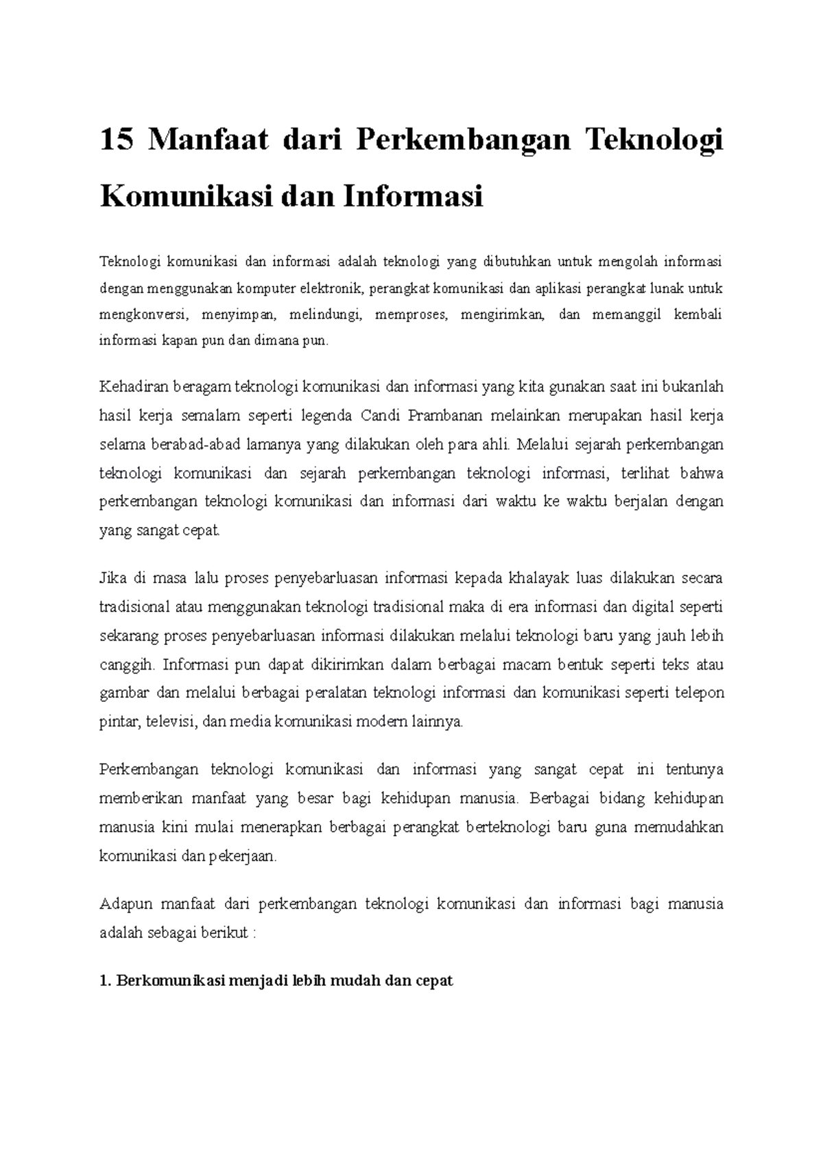 Manfaat Perkembangan Teknologi Komunikasi dan Informasi dalam Kehidupan ...