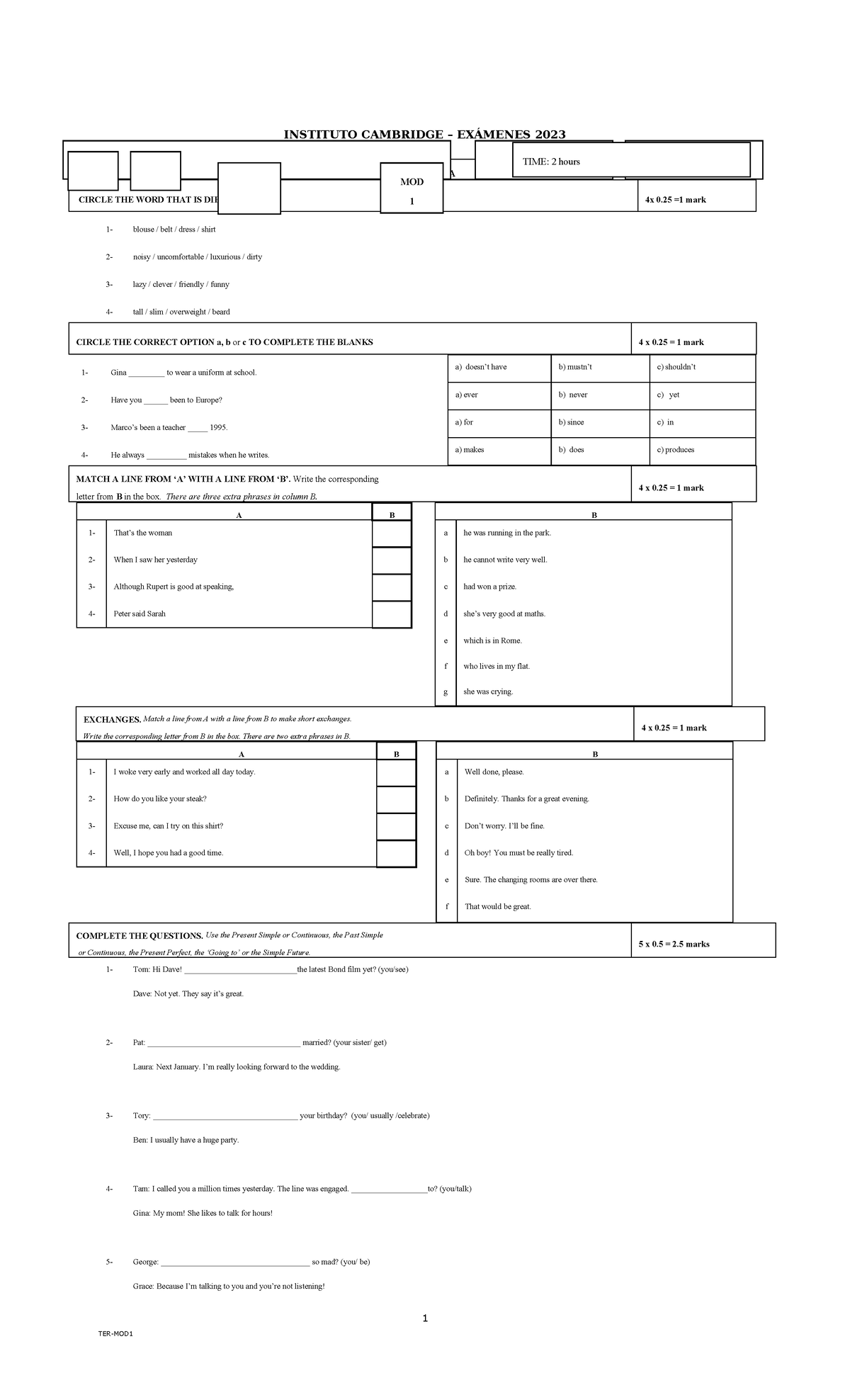2023-ter-mod-1 final exam preparation notes for 3rd year students - Studocu