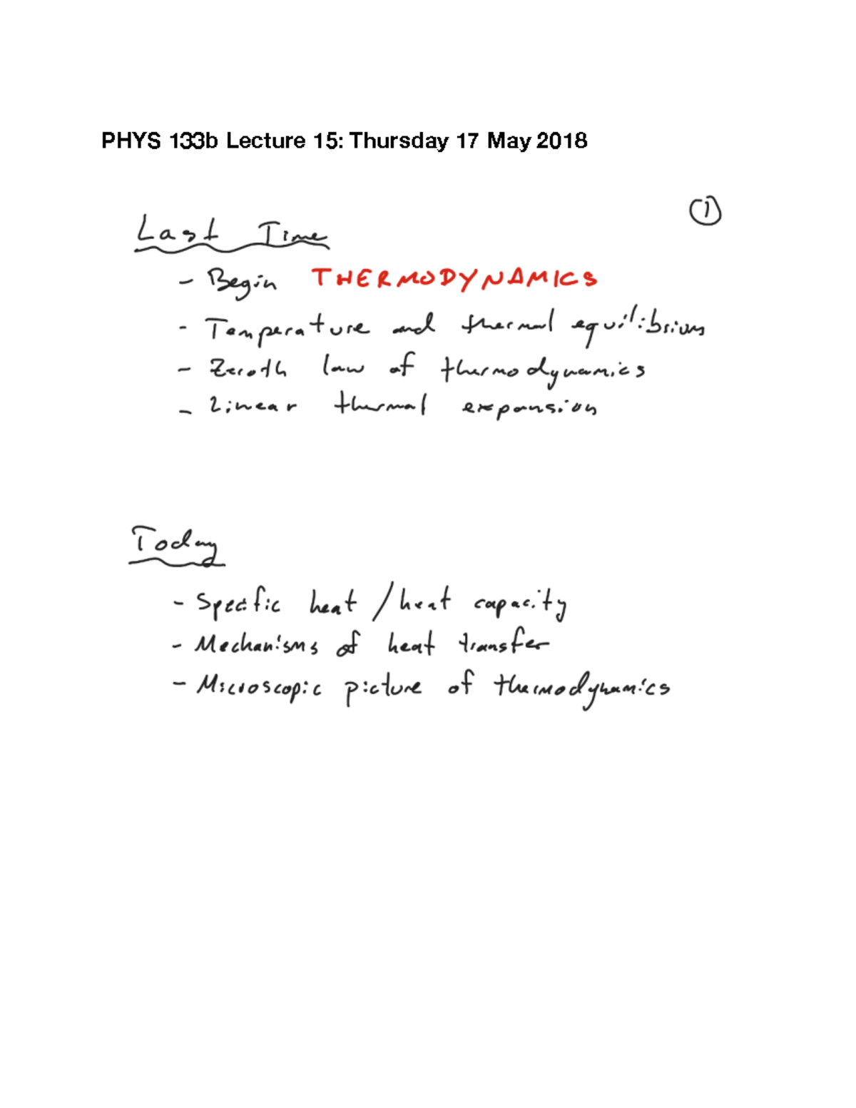 PHYS 133b Lecture 15: Thermodynamics and Heat Transfer Concepts - Studocu