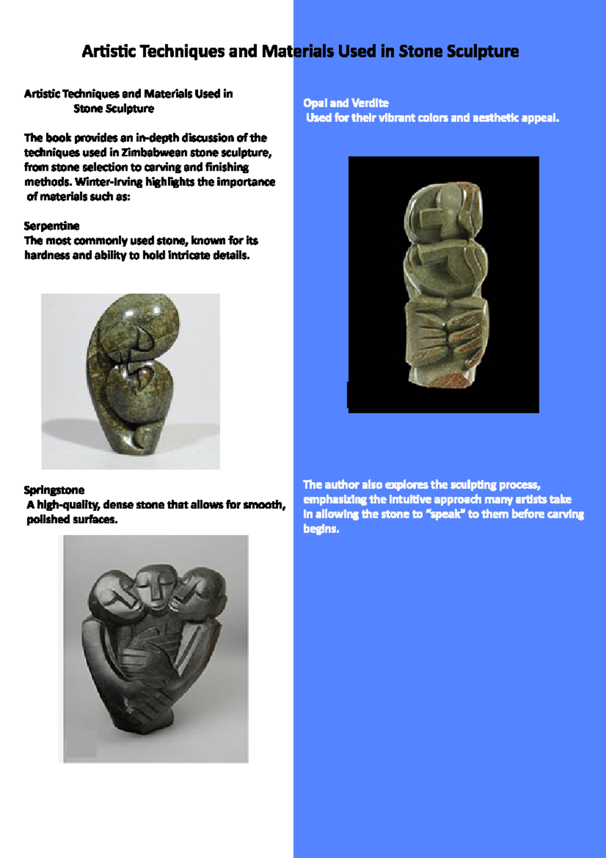Techniques and Materials in Stone Sculpture (EE211) - Design Project ...