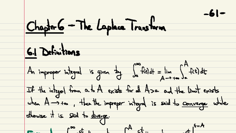 Chapter 6 - The Laplace Transform: Definitions and Applications - Studocu