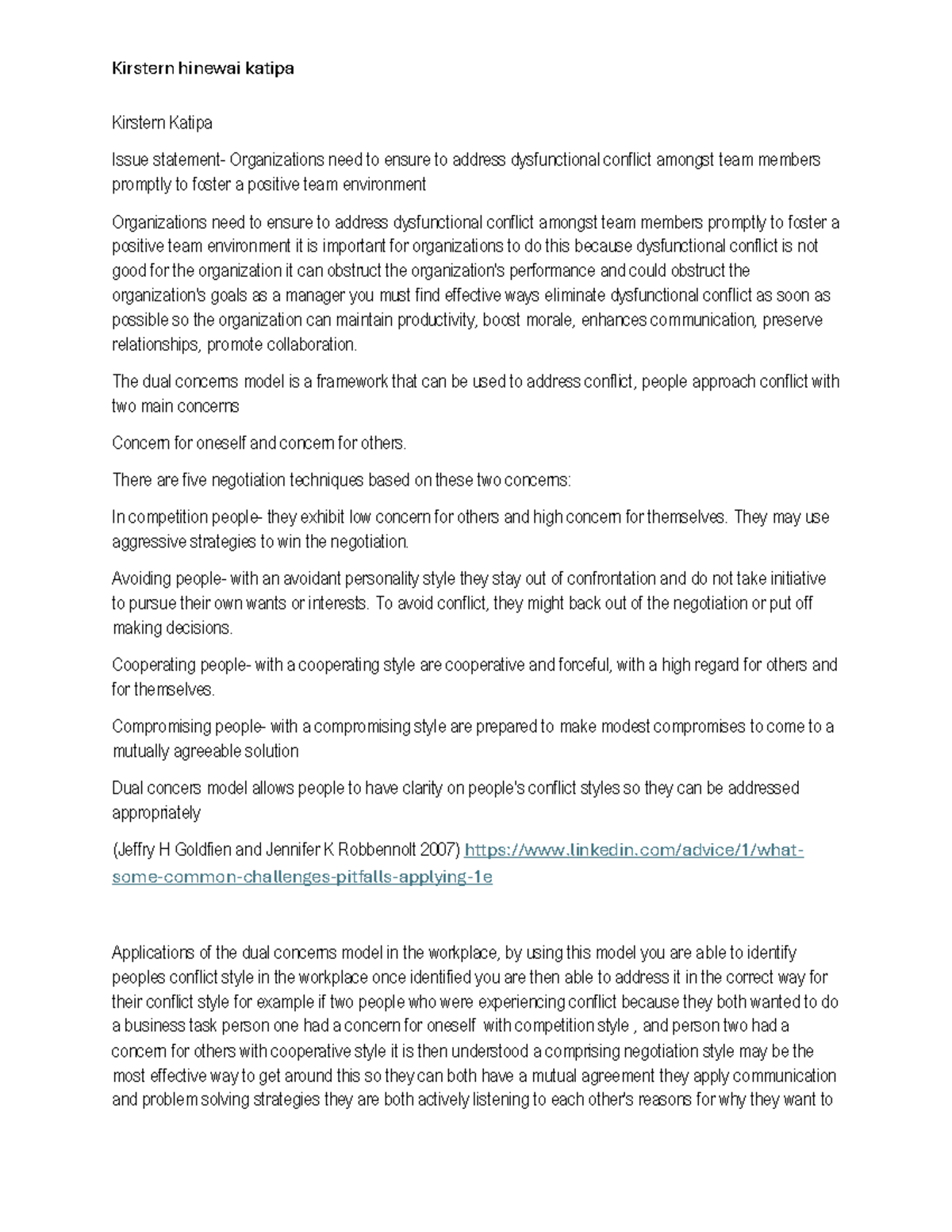 Managing and Organizing Conflict in Teams: A Dual Concerns Approach ...