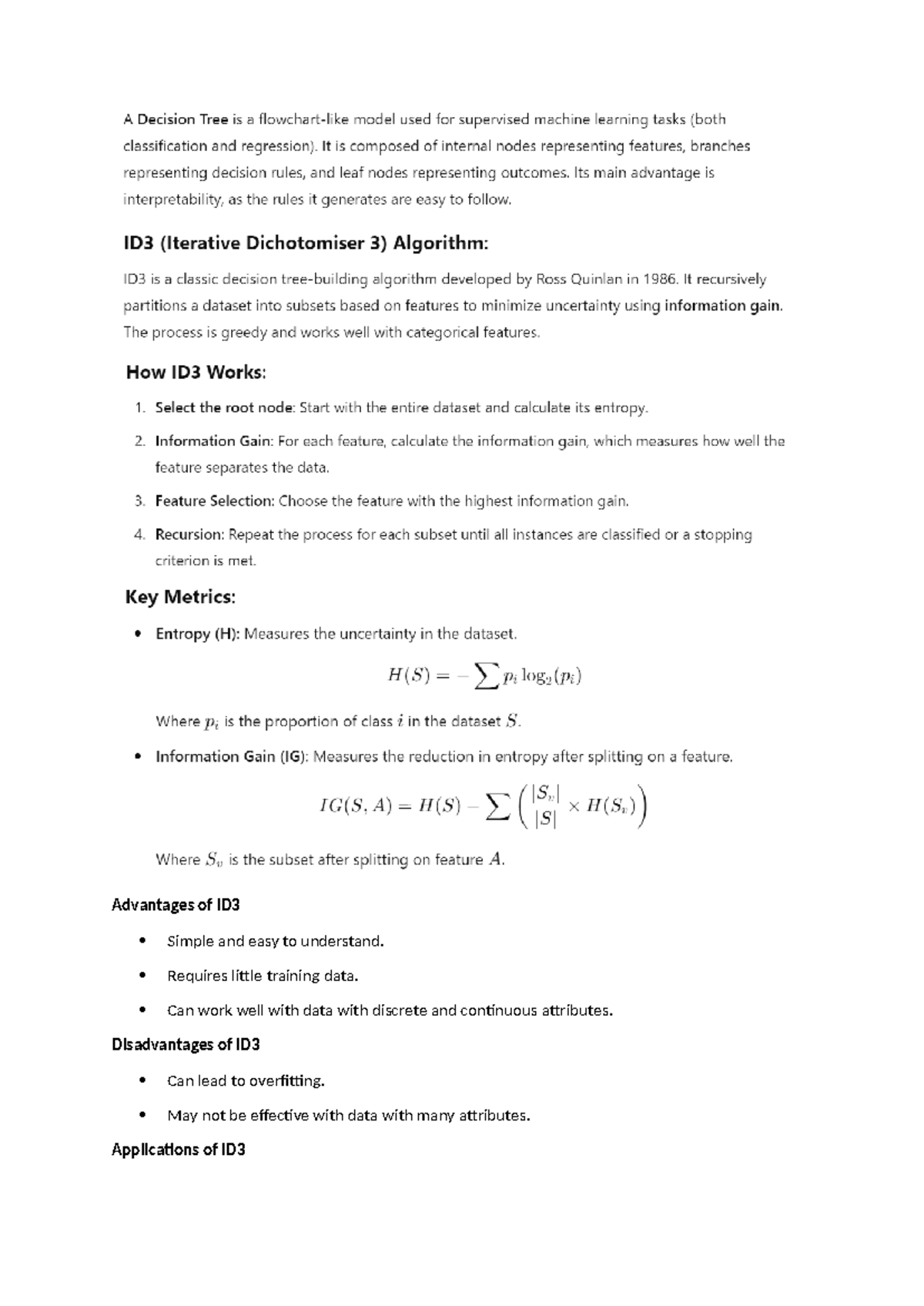 ID3 Model Advantages, Disadvantages & Applications (Exp5ml - Exp 1 ...