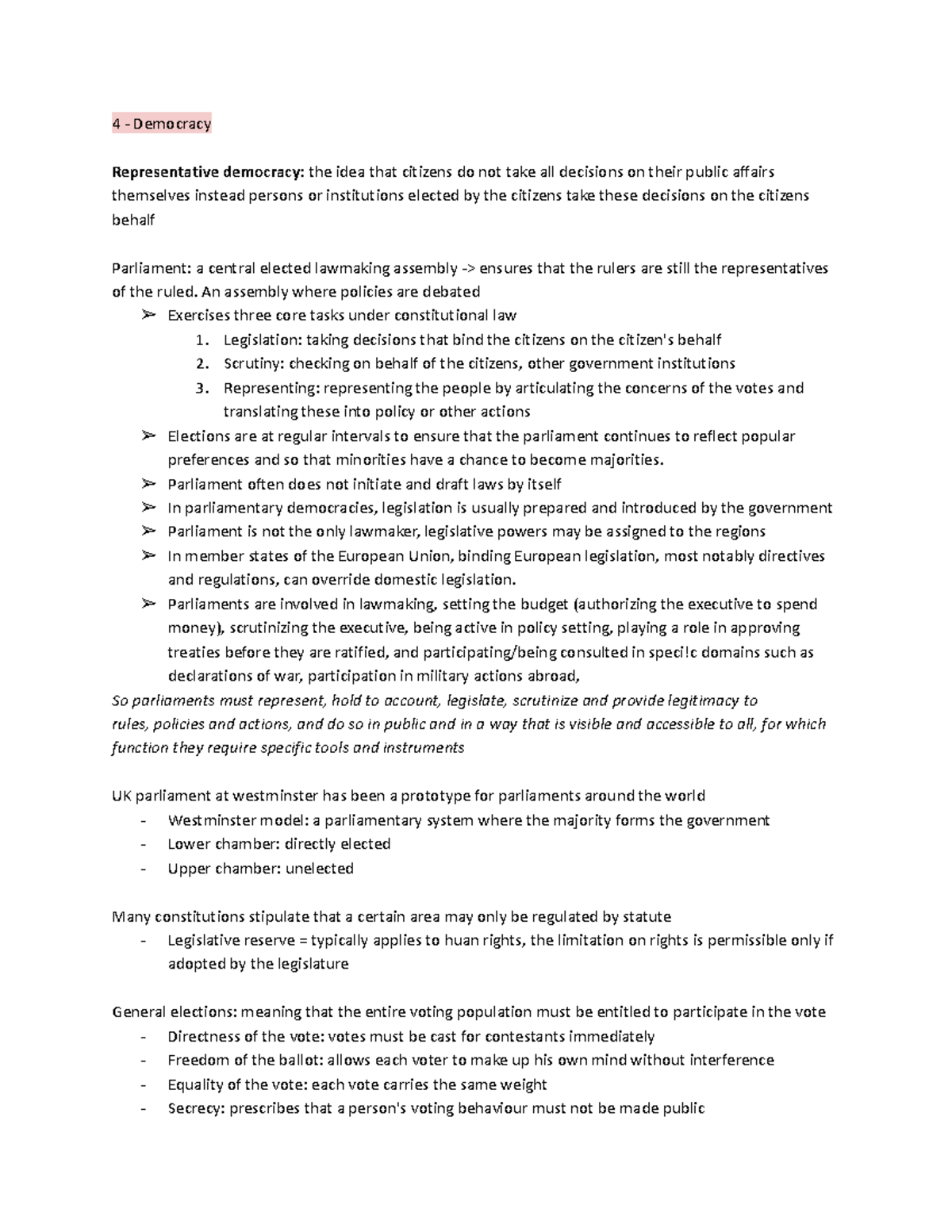 Tutorial 4: Representative Democracy and Parliamentary Lawmaking ...