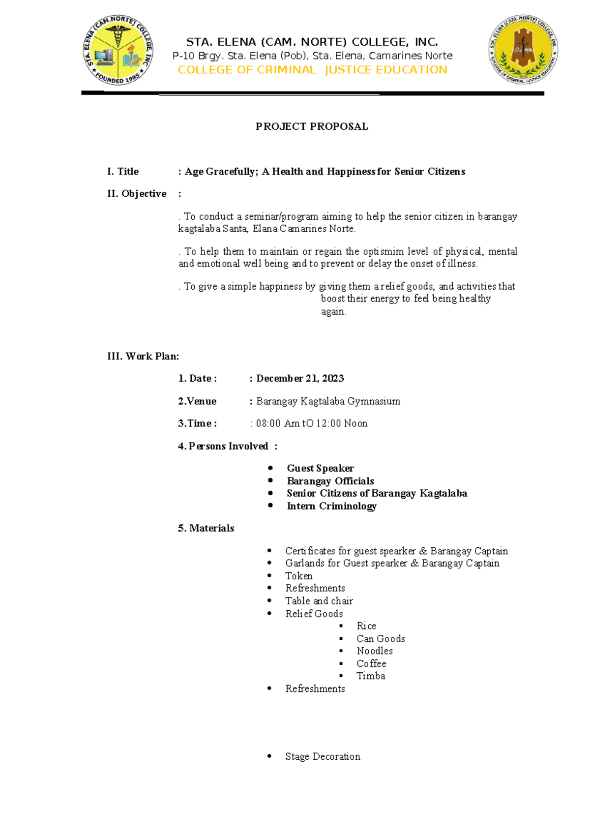 Age Gracefully: Health & Happiness for Seniors - Project Proposal - Studocu