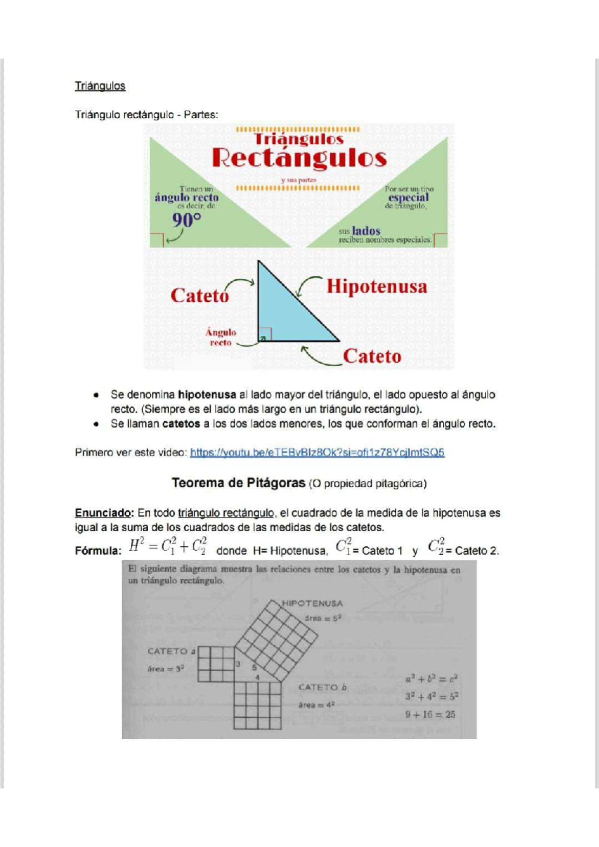 Teorema de Pitágoras - Triángulos Triángulo rectángulo Partes ...