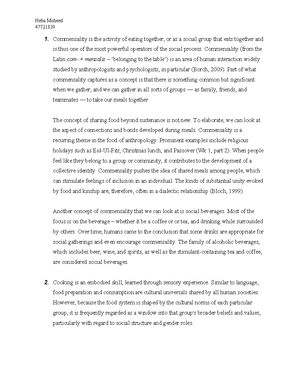 Week 1 lecture notes on commensality and food anthropology (ANTH2003 ...