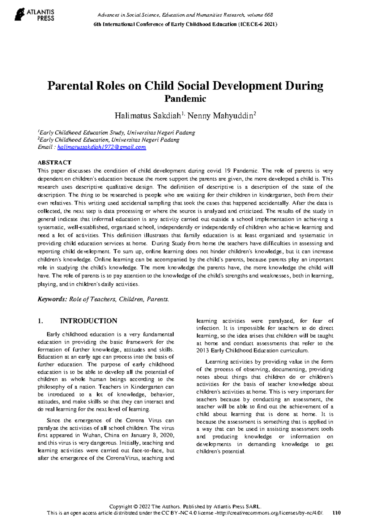 Child development - The role of parents is very dependent on children's ...