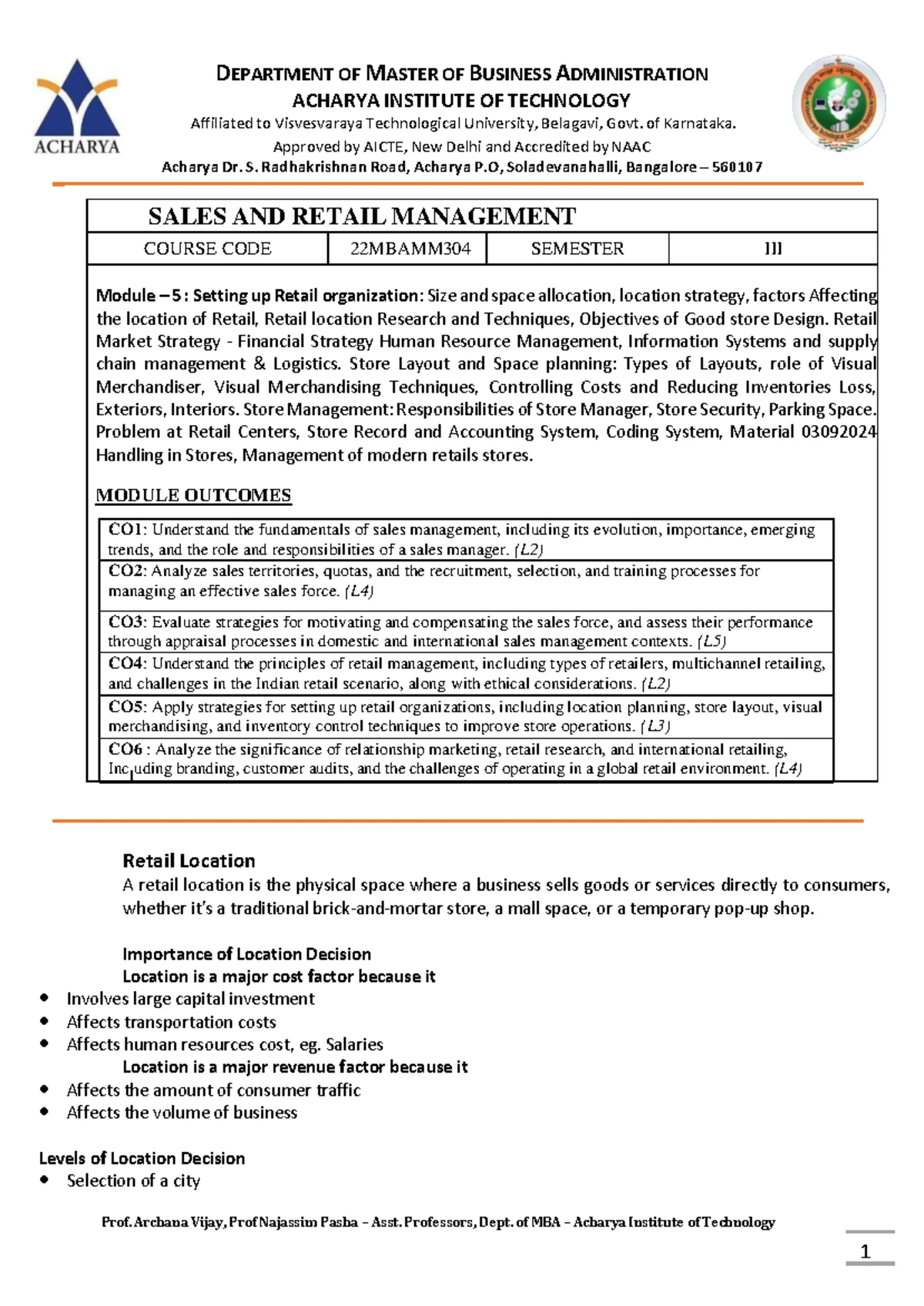 Sales Retail 3 Unit - Practice on Sales Force Motivation and ...