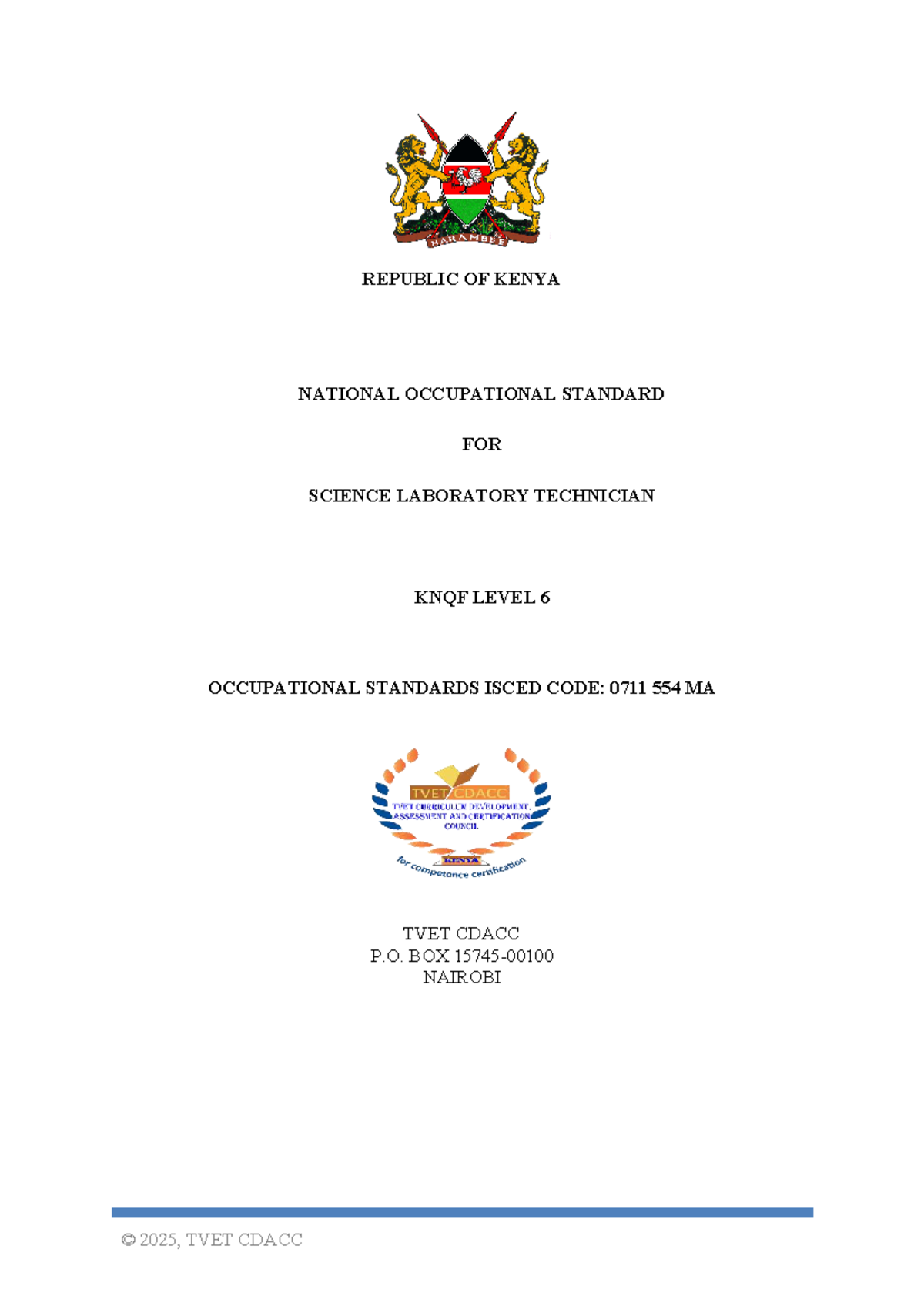 Occupational Standards for Science Laboratory Technician (KNQF Level 6 ...