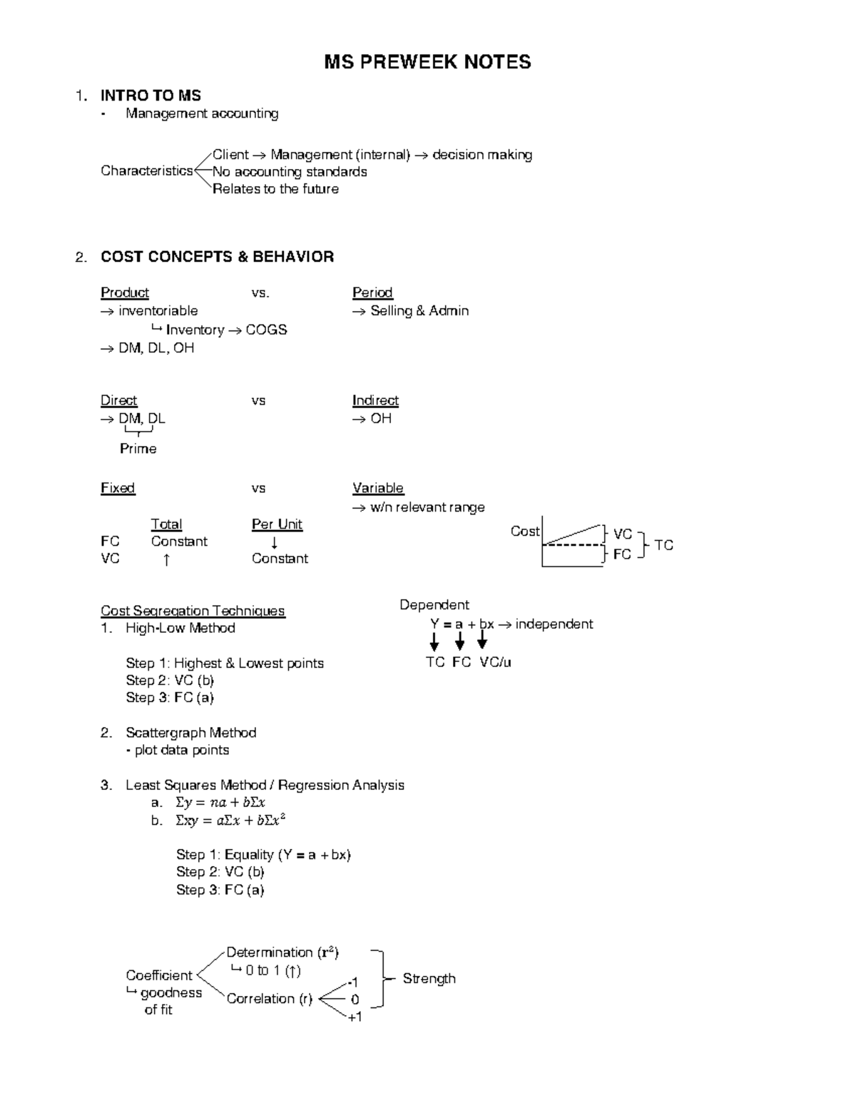 Pinnacle Preweek Review Notes for MS Management Accounting (FAR) - Studocu