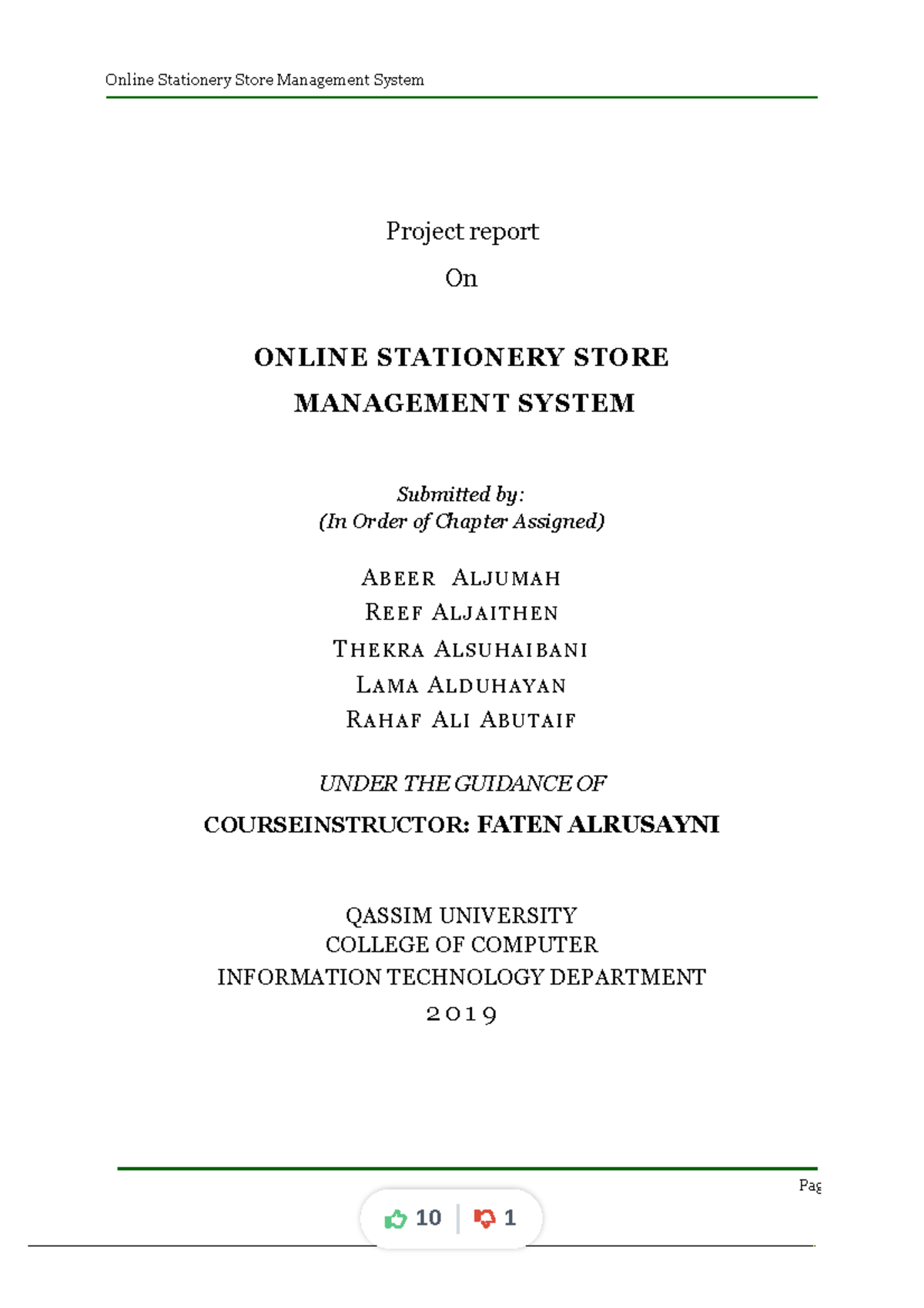 Online stationery store management system project report - Studocu