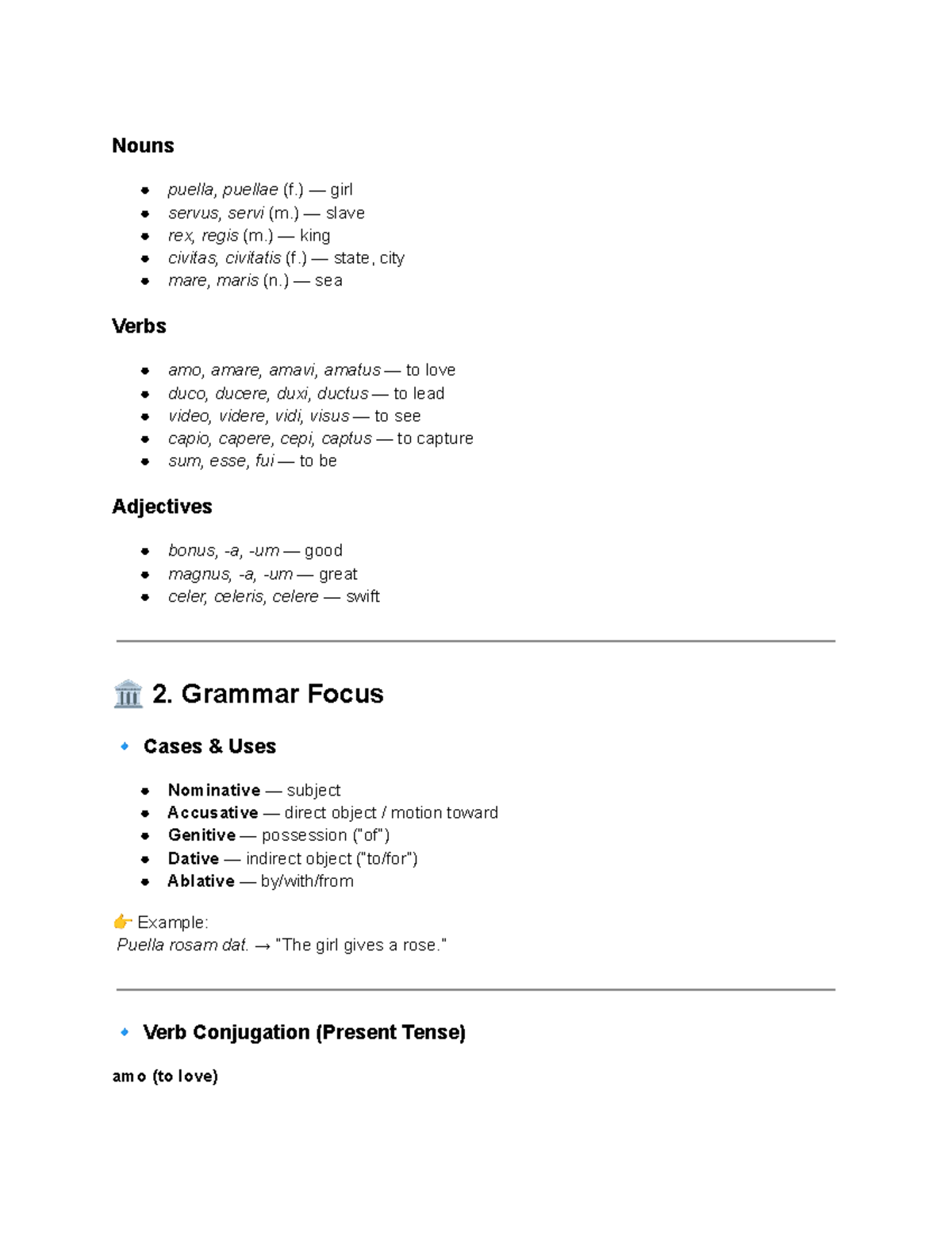 Latin Study Guide: Nouns, Verbs, and Grammar Focus - Studocu