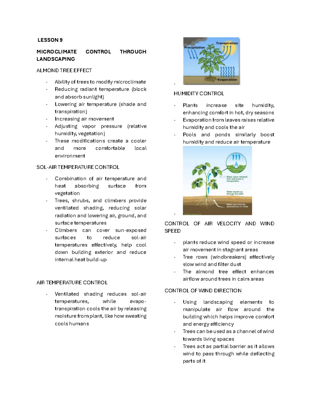 TD Finals - Lesson 9: Microclimate Control via Almond Trees - Studocu