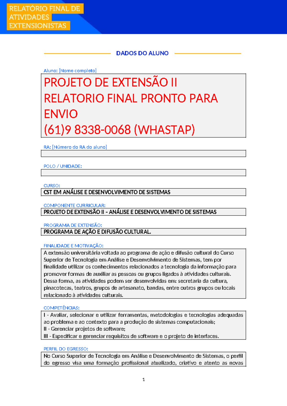 Projeto de Extensão II - CST em Análise e Desenvolvimento de Sistemas ...