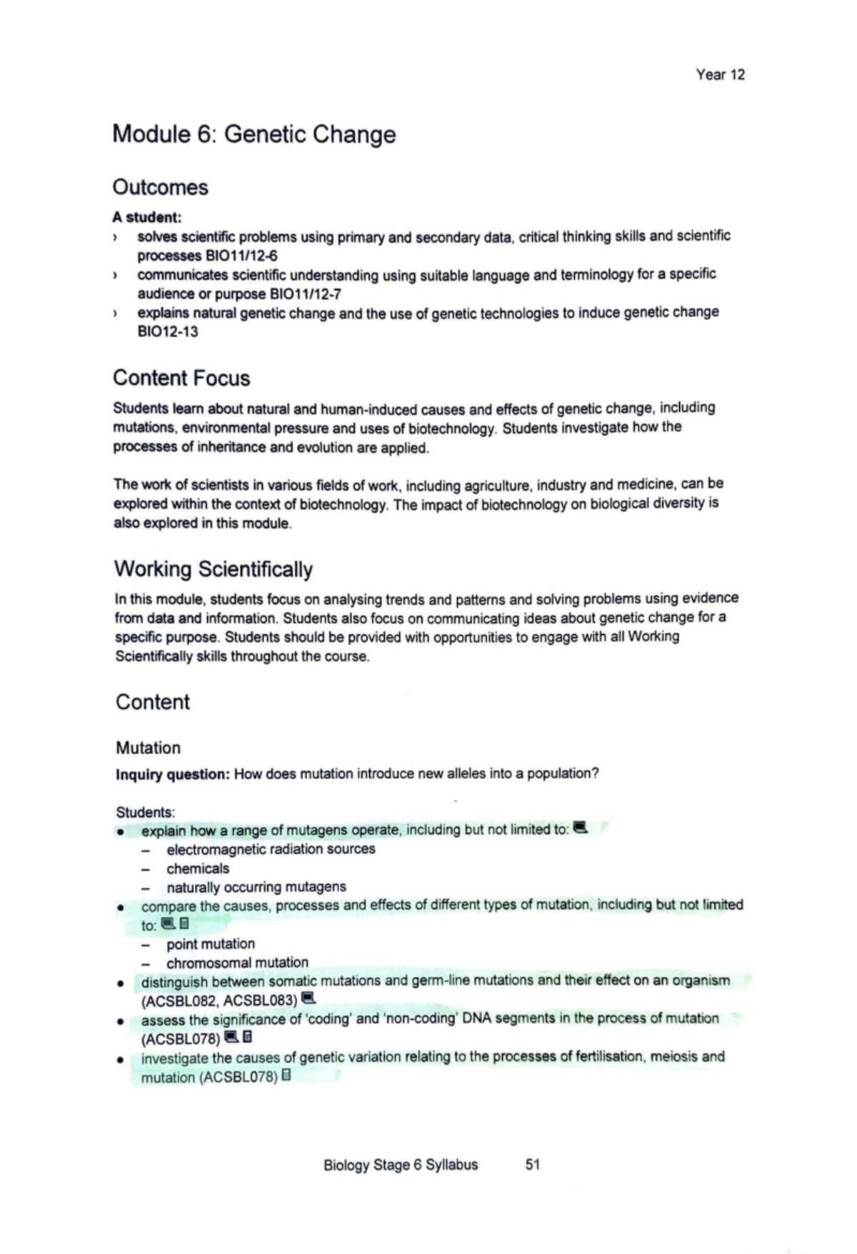 BIO 12 Module 6: Genetic Change and Biotechnology Notes - Studocu