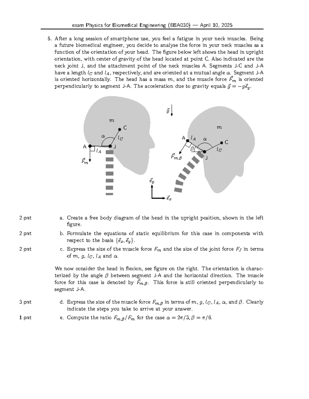 Physics for Biomedical Engineering Exam (8BA030) - April 2025 - Studeersnel