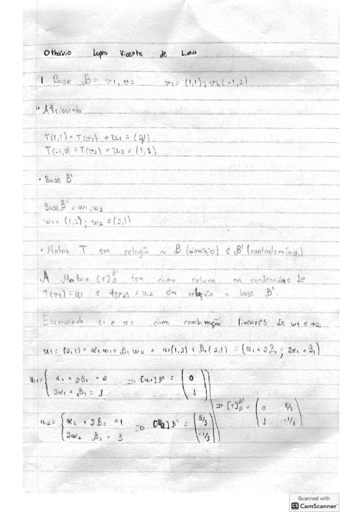 Linear Algebra Notes: Base and Transformation Matrices (LA101) - Studocu