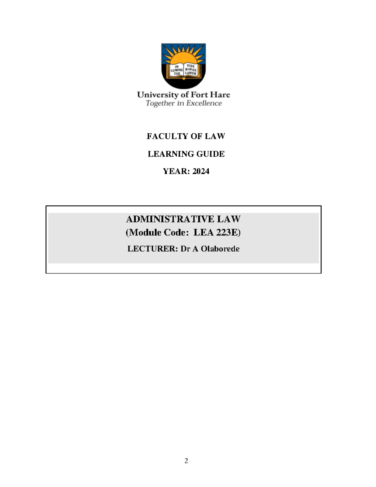 Administrative Law Learning Guide (LEA 223E) - Year 2024 - Studocu