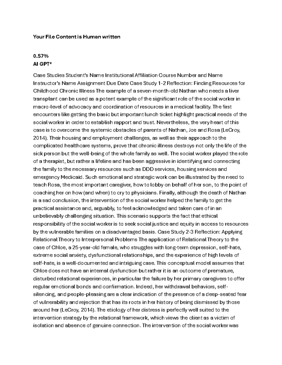 Case Study Reflections in Social Work: Insights and Interventions - Studocu