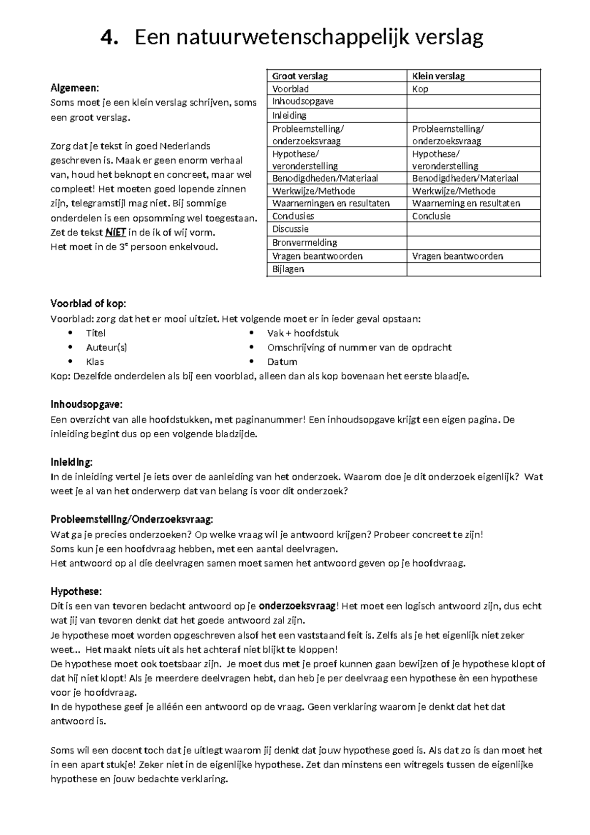 Natuurwetenschappelijk Verslag: Klein & Groot - Handleiding en ...