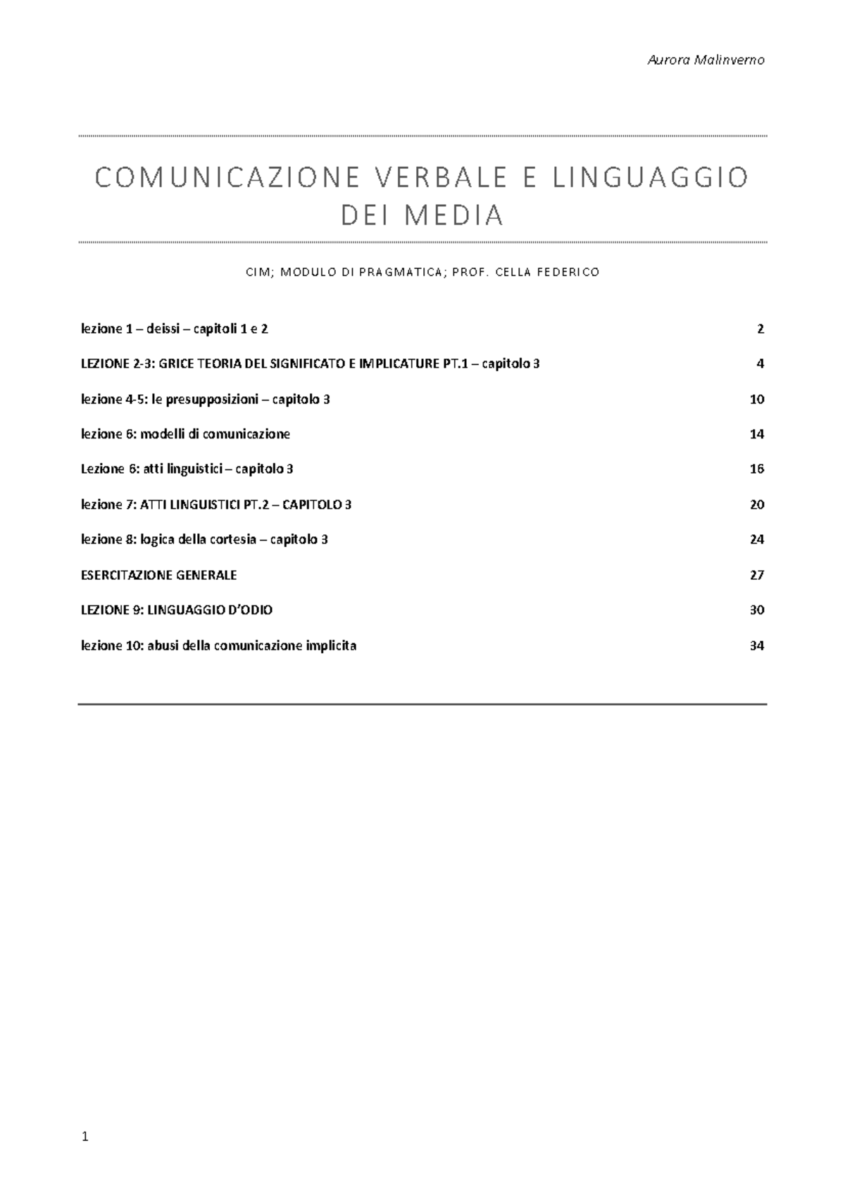 COMUNICAZIONE VERBALE E LINGUAGGIO DEI MEDIA C I - Appunti di Lezione e ...