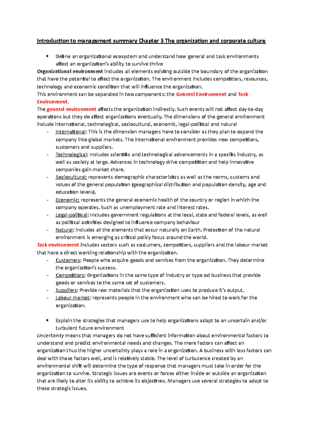 Management Overview: Chapter 3 - Organization & Corporate Culture ...