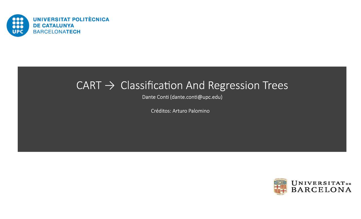 CART Classification Trees Overview - MVA Course, UPC FIB - Studocu