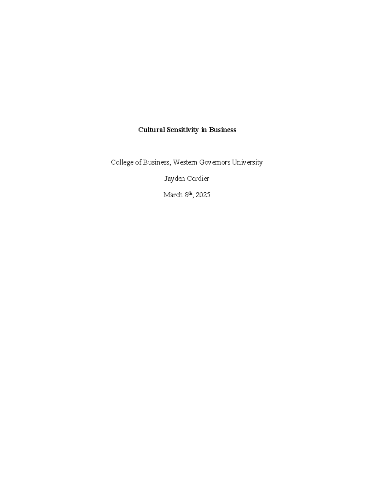 C716 Task 1 - Cultural Sensitivity in Business Analysis - Studocu