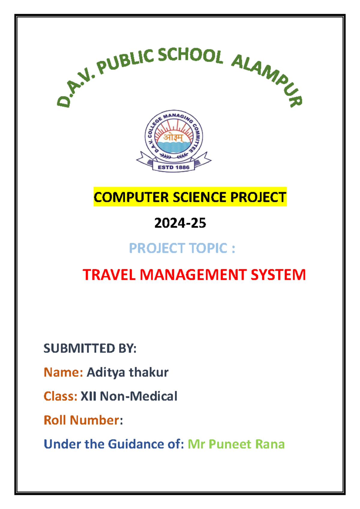 CS XII Project: Travel Management System Overview - Studocu
