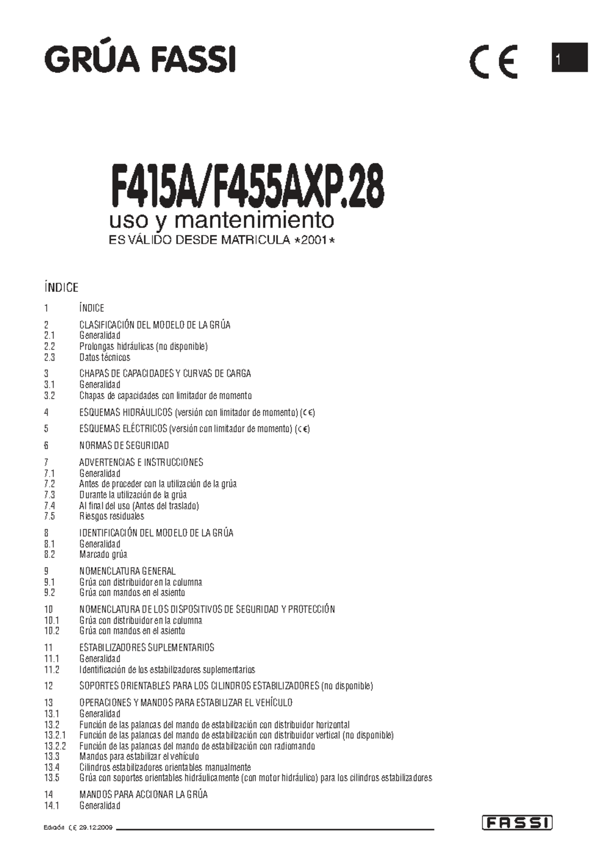 Manual de Uso y Mantenimiento de Grúa Fassi F415A.28 - Studocu