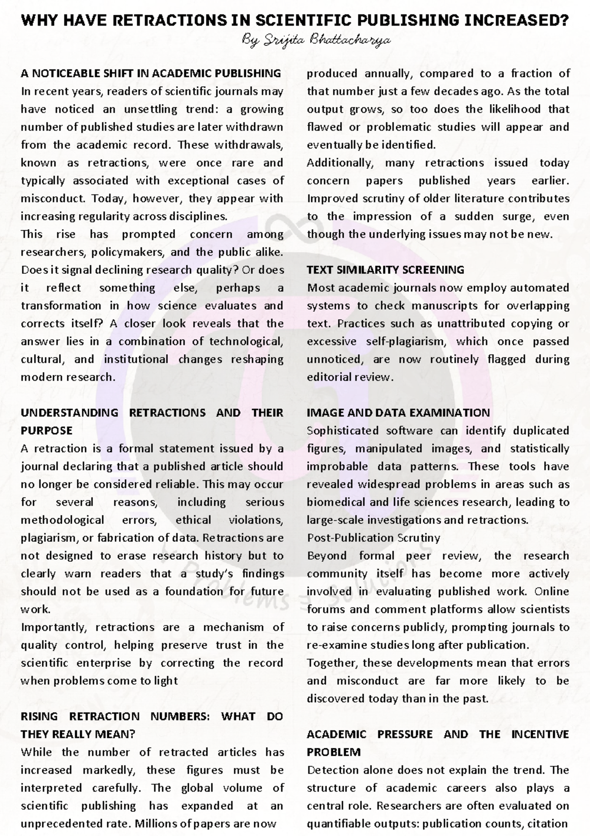 Retraction In Academic Publishing