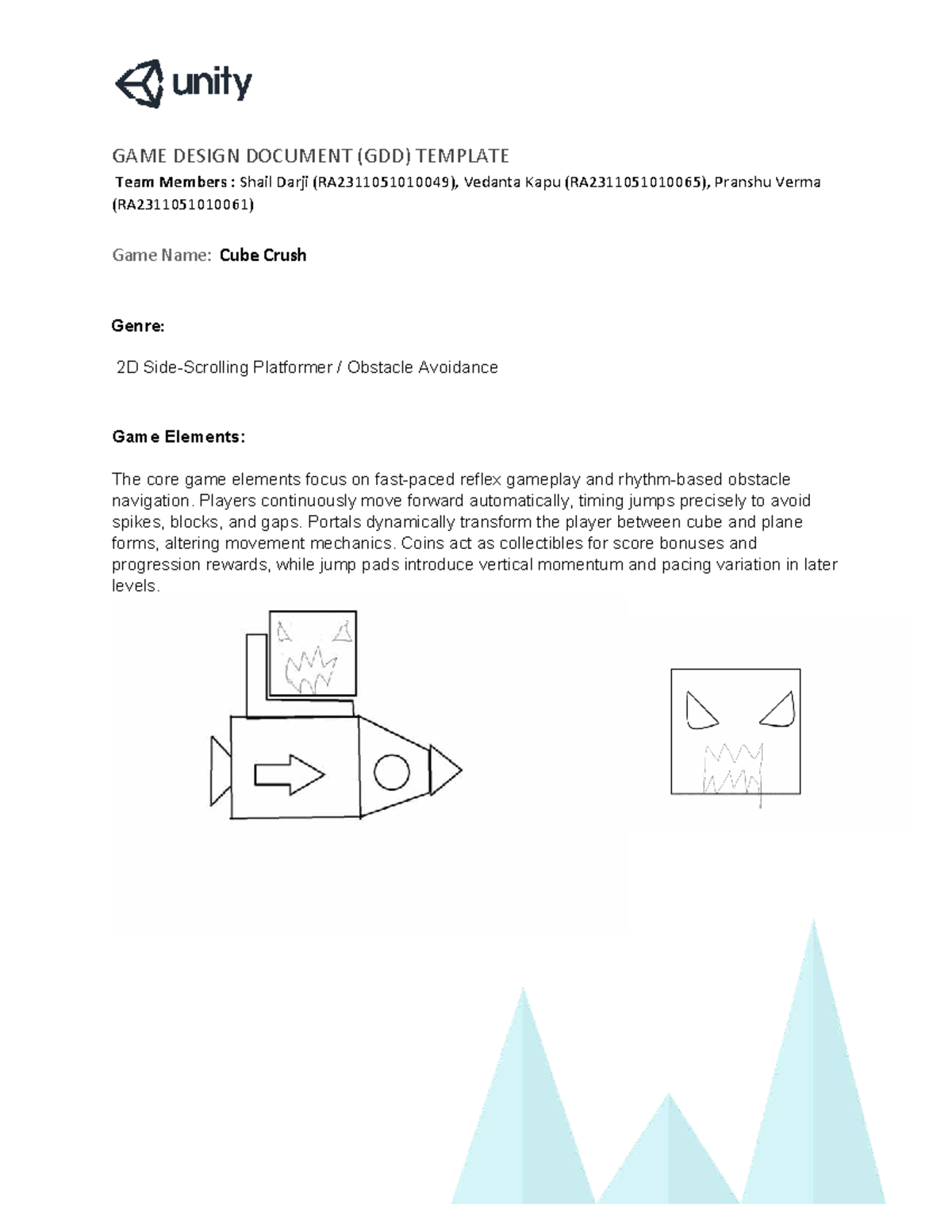 GDD Template for Cube Crush: 2D Platformer Game Design - Studocu