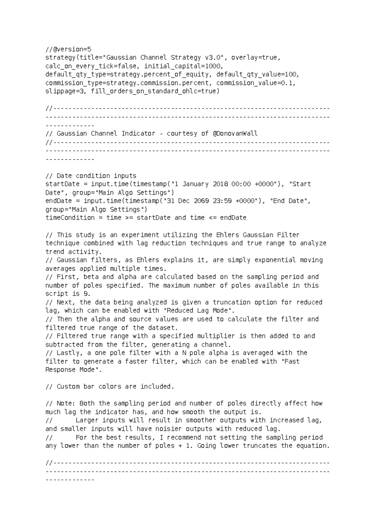 Gaussian Channel Strategy v3 - Pine Script Code Analysis - Studocu