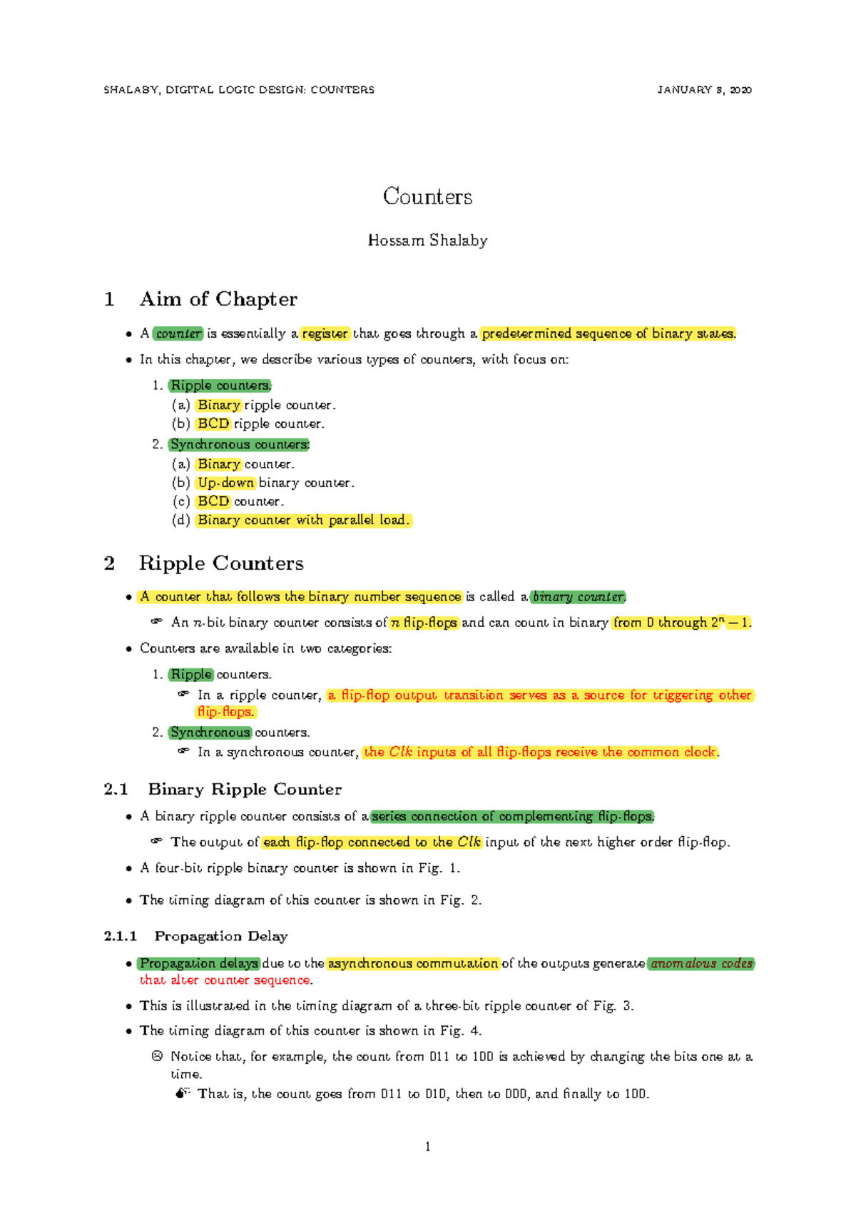 Chapter on Counters: Types, Functions, and Applications (EE101) - Studocu