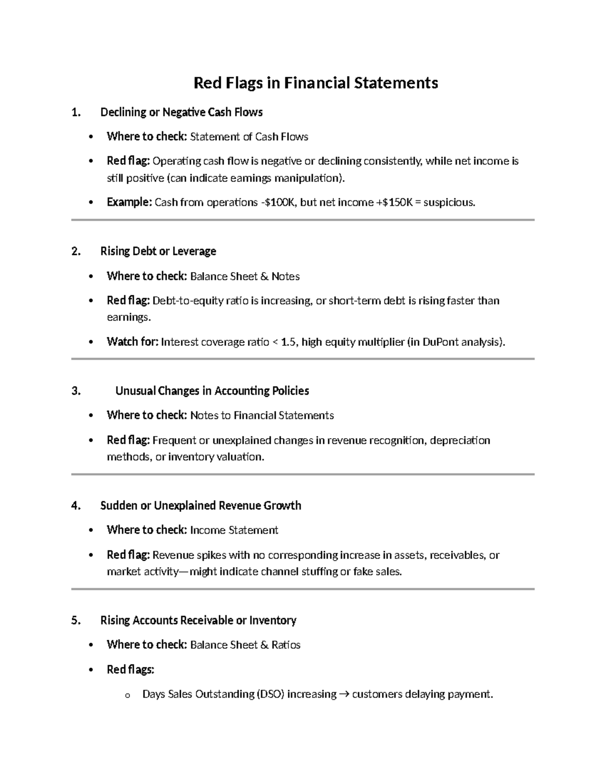 🚩 Identifying Red Flags in Financial Statements: Key Indicators - Studocu