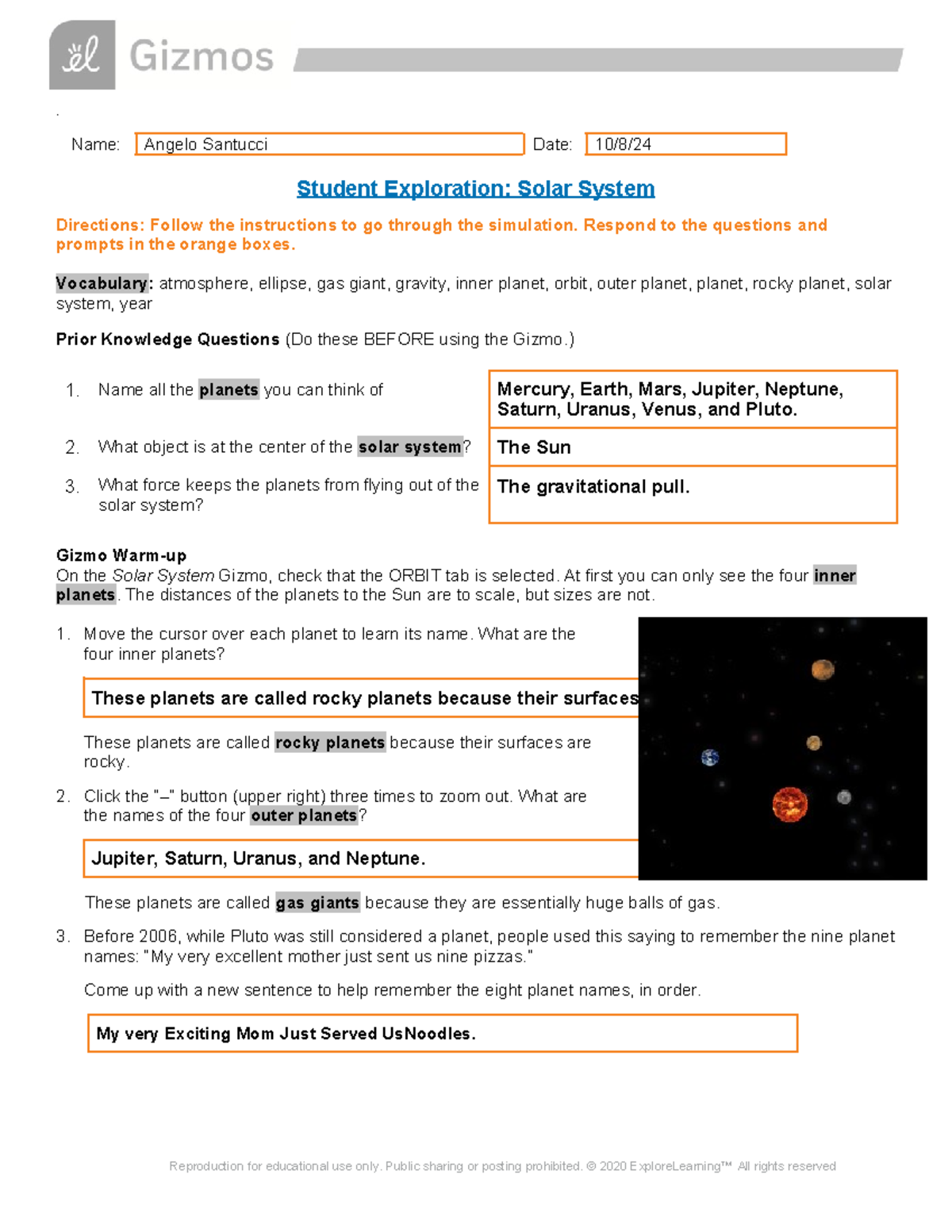 Solar system angelo santucci-1 - . Name: Angelo Santucci Date: 10/8 ...