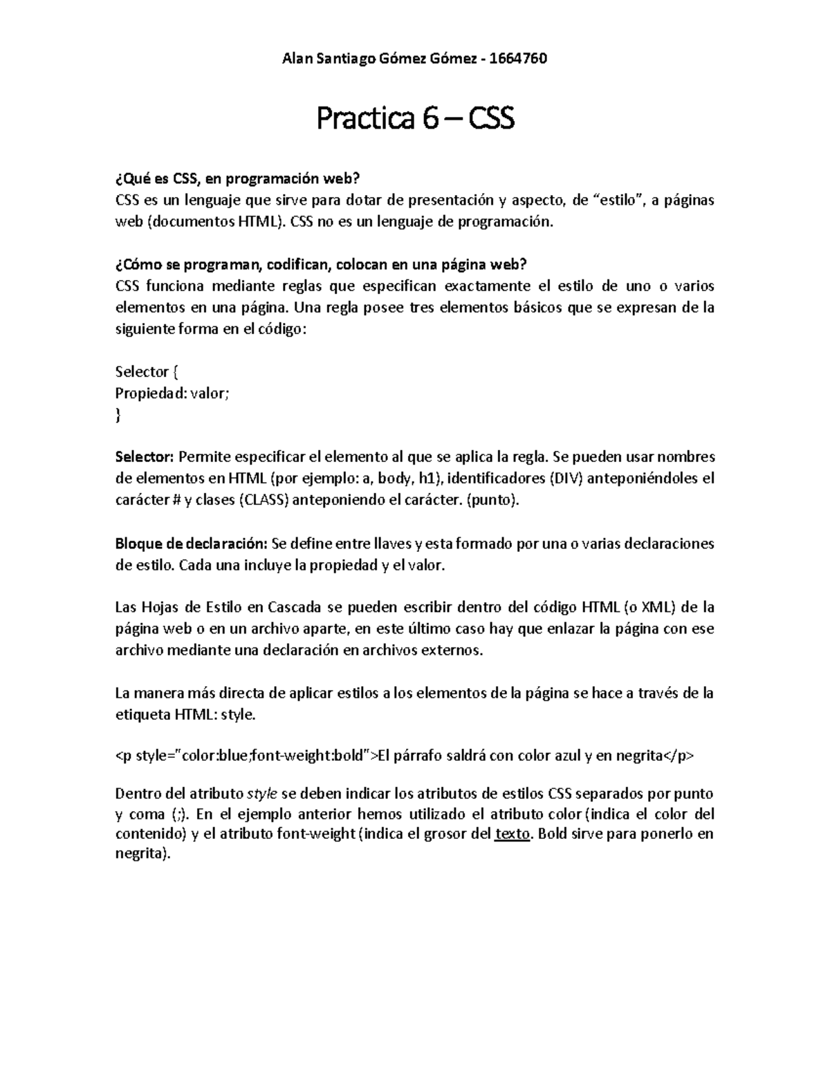 Práctica 6 - CSS - 1664760 - Estilos en Páginas Web - Studocu