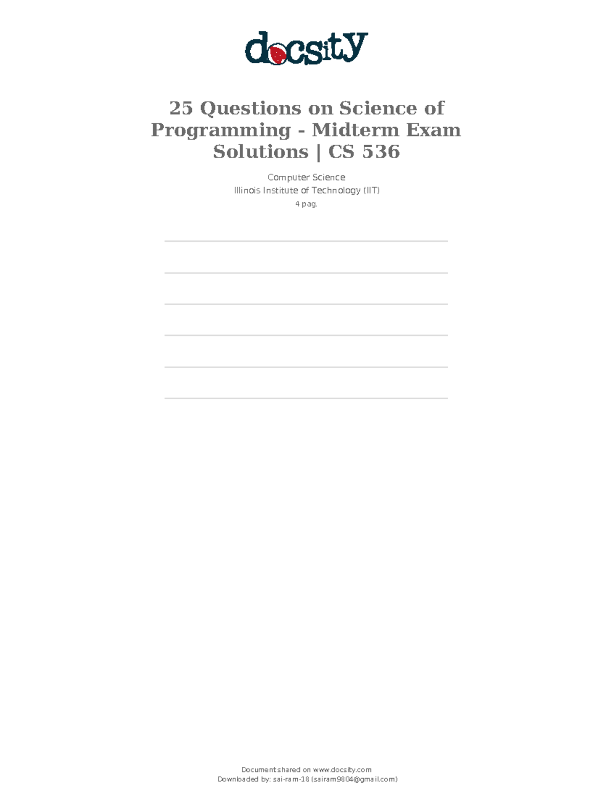Docsity 25 questions on science of programming midterm exam solutions ...